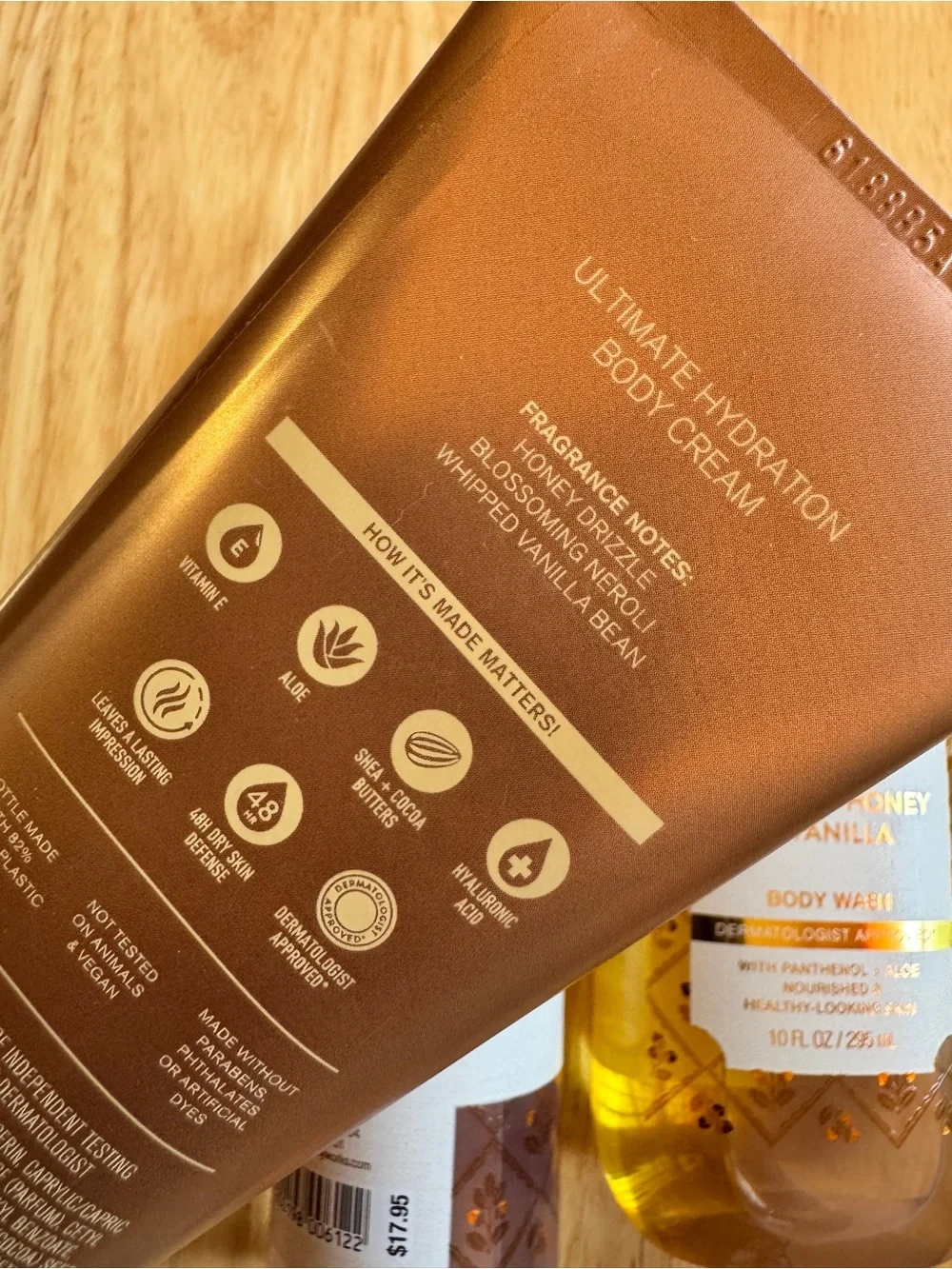 Bath & Body Works Whipped Honey & Vanilla Body Care Trio - Gold, Tan